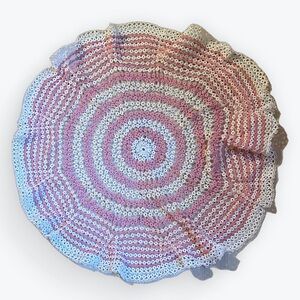 Vintage Pink & White Hand-Tatted Lace Doily